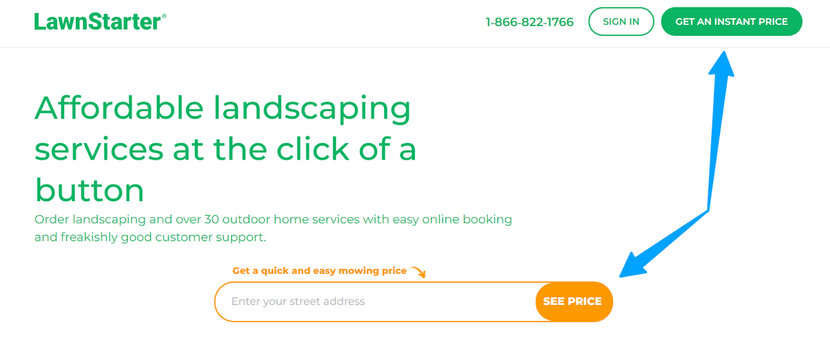 Lawnstarter Landing Page Example Sales FunnelGuide