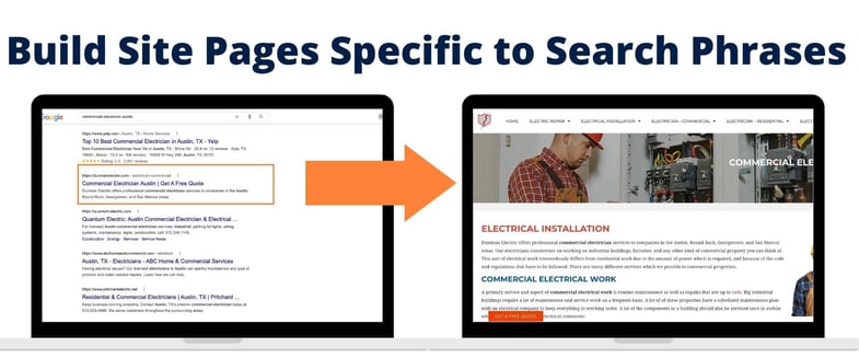 Electrician Site Page Example SEO