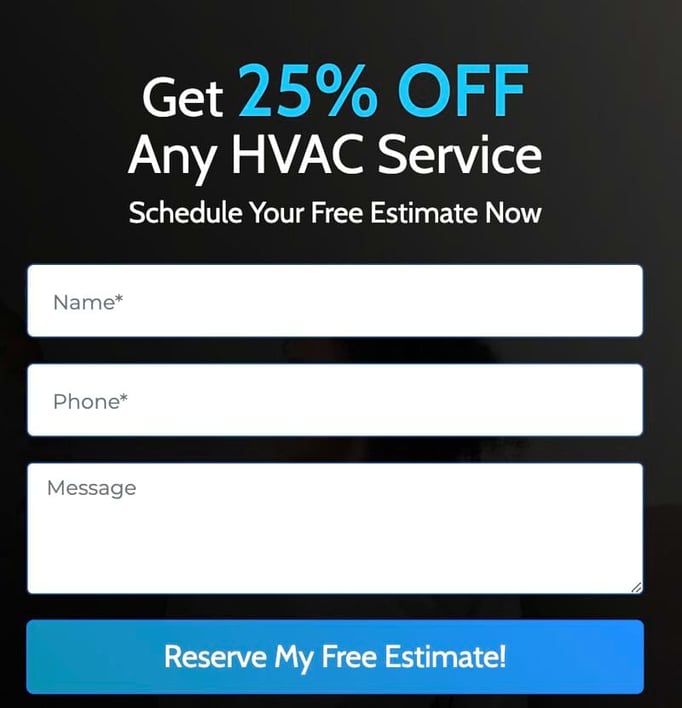 HVAC Website CTA Example