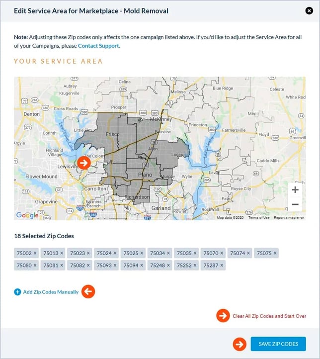 mySD Service Area Adjustment Example