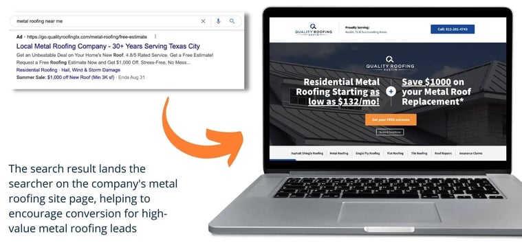 roofing Site Page Example PPC