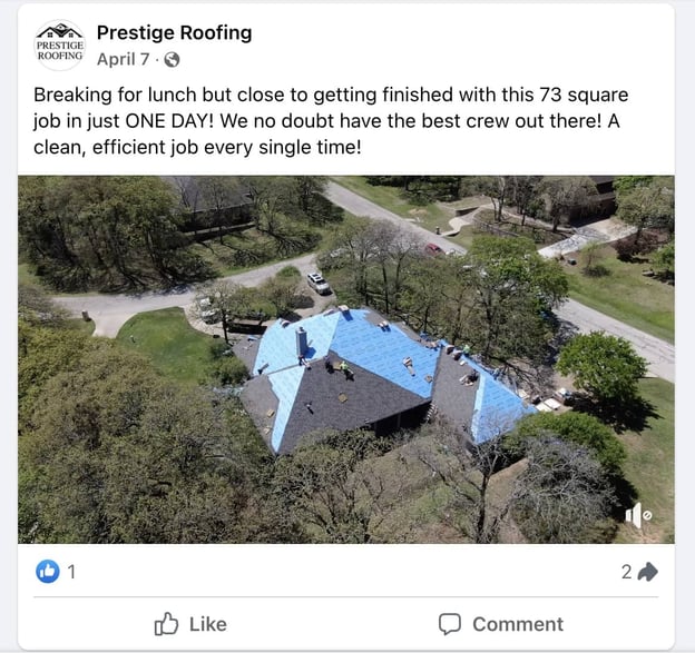 Prestige Roofing Facebook Video Screenshot