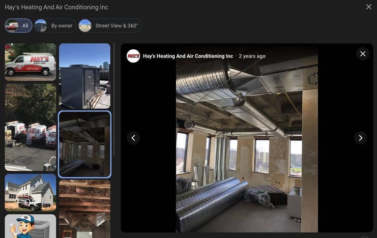 Images uploaded to Google Business Profile from a business and customers screenshot.