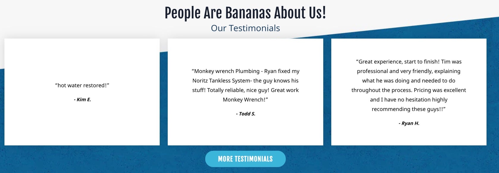 Plumbing Website Testimonial Example