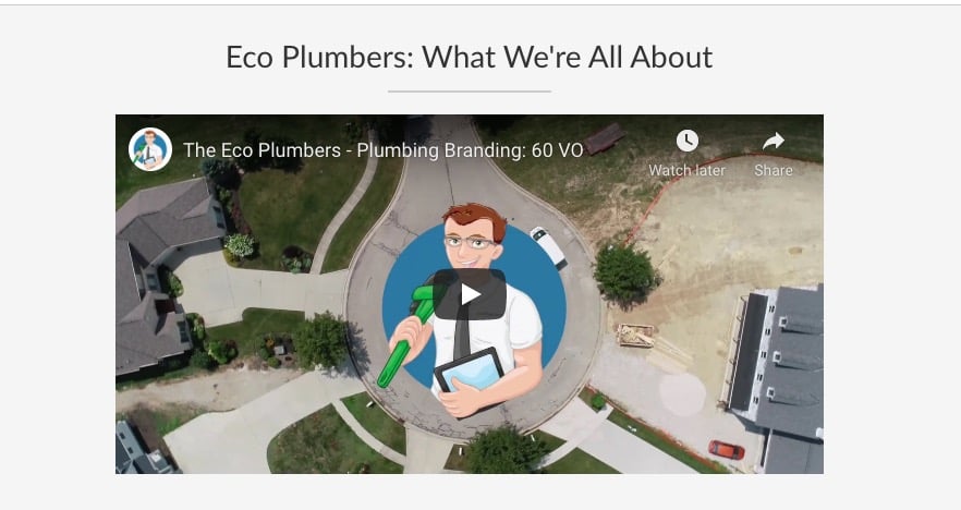 Plumbing Website Example About Us Video