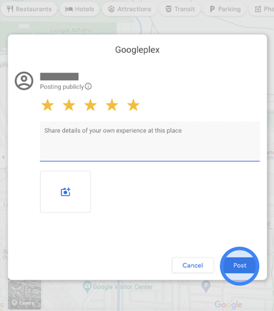 Google Review Stars and Text Field