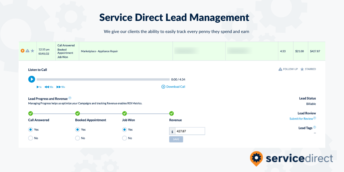 Service Direct Lead Management