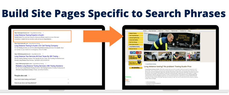 Towing Site Page Example SEO