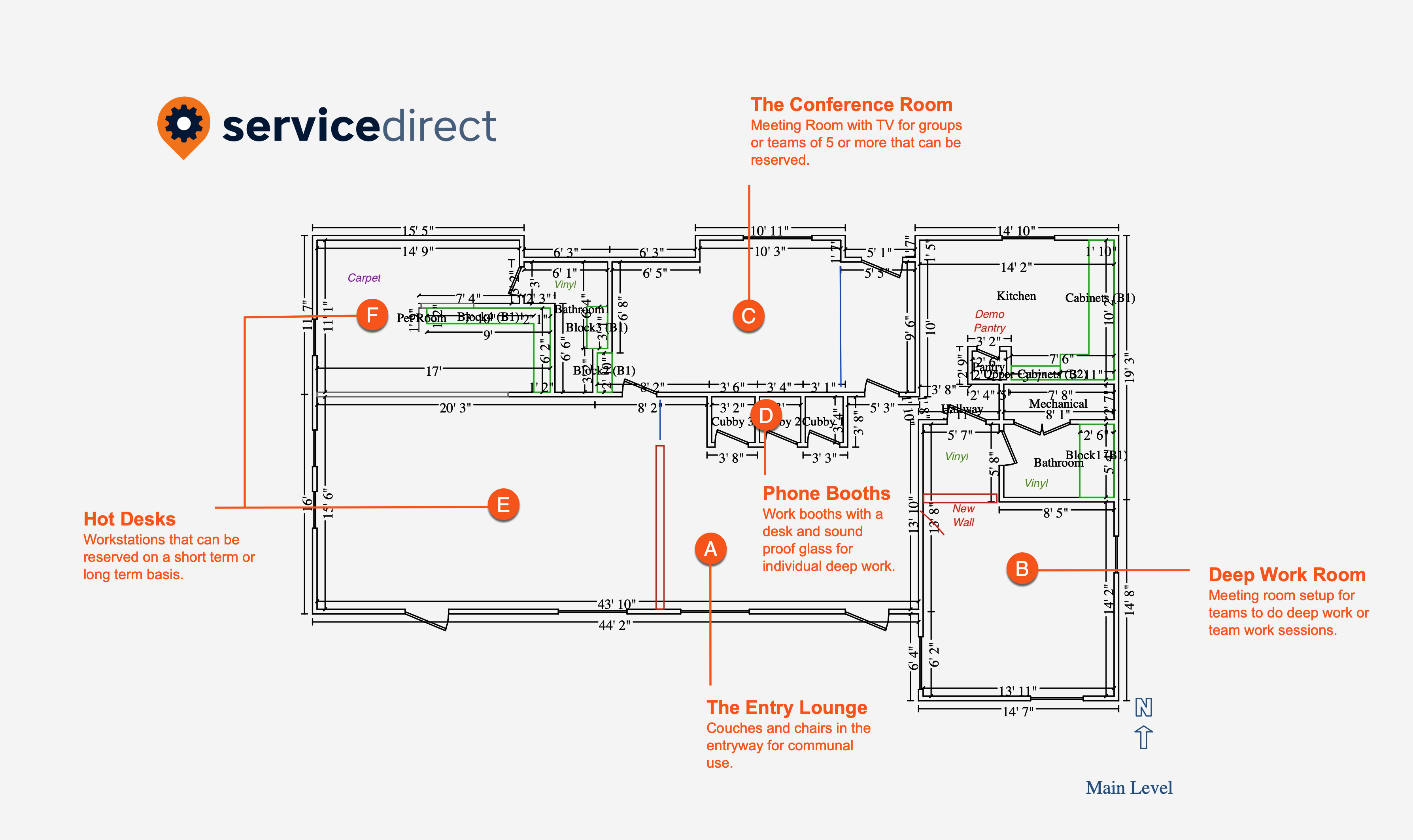 Service Direct Hybrid Office Floor Plan 2021